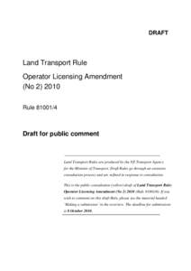 Taxi Safety Amendment[removed]draft Rule