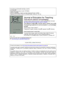 Alternative education / Learning by teaching / Progressive education / Jean-Pol Martin / LDL / Joachim Grzega / Low-density lipoprotein / International English / Language education / Education / Educational psychology / Philosophy of education