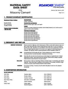MATERIAL SAFETY DATA SHEET ROANOKECEMENT  A TITAN AMERICA BUSINESS