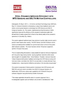 STEEL DYNAMICS IMPROVES EFFICIENCY WITH MTS SENSORS AND DELTA MOTION CONTROLLERS Indianapolis, IN (May 2, 2011) — At the Iron and Steel Technology Expo (AISTech), May 2-5, Hartsock Industrial is showcasing a unique lin