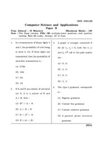 NOVII  Computer Science and Applications Paper II Time Allowed : 75 Minutes] [Maximum Marks : 100