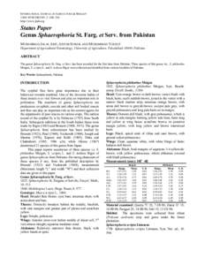 INTERNATIONAL JOURNAL OF AGRICULTURE & BIOLOGY 1560–[removed]–2–260–261 http://www.ijab.org Status Paper Genus Sphaerophoria St. Farg. et Serv. from Pakistan