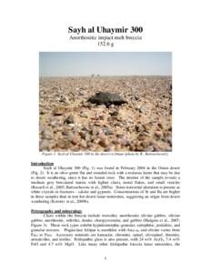 Sayh al Uhaymir 300 Anorthositic impact melt breccia[removed]g Figure 1: Sayh al Uhaymir 300 in the desert in Oman (photo by R.. Bartoschewitz).