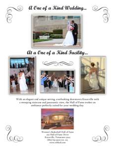 A One of a Kind Wedding...  At a One of a Kind Facility... With an elegant and unique setting, overlooking downtown Knoxville with a sweeping staircase and panoramic view, the Hall of Fame evokes an