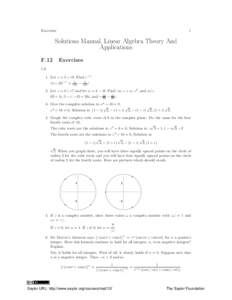 1  Exercises Solutions Manual, Linear Algebra Theory And Applications
