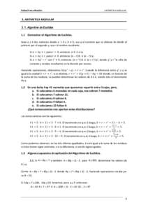 Rafael Parra Machío  ARITMÉTICA MODULAR 3. ARITMETICA MODULARAlgoritmo de Euclides