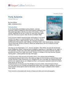 Reading Guide  Forty Autumns William Morrow By Nina Willner ISBN: 