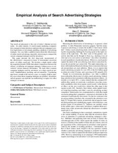 Empirical Analysis of Search Advertising Strategies Bhanu C. Vattikonda Vacha Dave  University of California, San Diego