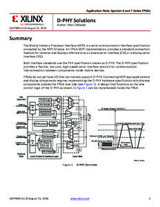 Application Note: Spartan-6 and 7 Series FPGAs  D-PHY Solutions Author: Marc Defossez  XAPP894 (v1.0) August 25, 2014