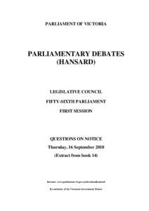 EXTRACTFROMBOOK  PARLIAMENT OF VICTORIA PARLIAMENTARY DEBATES (HANSARD)