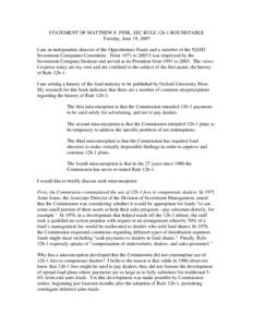 STATEMENT OF MATTHEW P. FINK, SEC RULE 12b-1 ROUNDTABLE