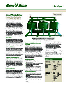 Tech Spec  Sand Media Filter MADE IN THE U.S.A.