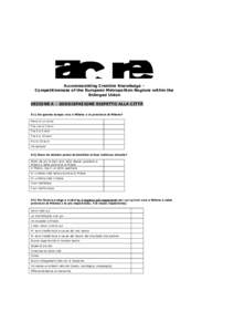 Accommodating Creative Knowledge – Competitiveness of the European Metropolitan Regions within the Enlarged Union SEZIONE A – SODDISFAZIONE RISPETTO ALLA CITTÀ A1) Da quanto tempo vive a Milano o in provincia di Mil