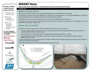 WWARP News Kenaston to Bishop Waverley West Arterial Roads Project - Kenaston Boulevard to Bishop Grandin Boulevard Overpass  Grandin Overpass