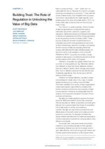 CHAPTER 1.7  Building Trust: The Role of Regulation in Unlocking the Value of Big Data SCOTT BEARDSLEY