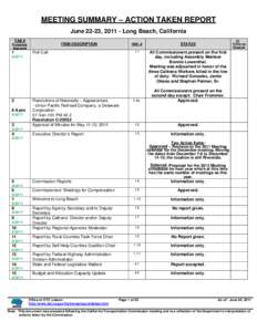 MEETING SUMMARY – ACTION TAKEN REPORT June 22-23, [removed]Long Beach, California TAB # ITEM DESCRIPTION