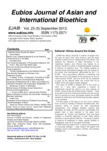 Eubios Journal of Asian and International Bioethics EJAIB VolSeptember 2013 www.eubios.info  ISSN