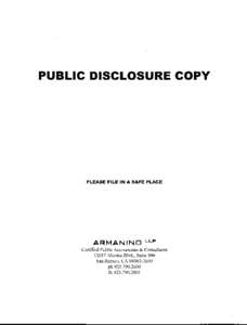 PUBLIC DISCLOSURE COPY  PLEASE FILE IN A SAFE PLACE ARMANIN D 1