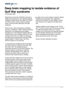 Deep brain mapping to isolate evidence of Gulf War syndrome
