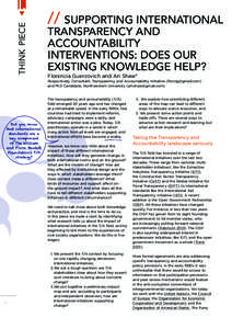 think piece  // SUPPORTING INTERNATIONAL TRANSPARENCY AND ACCOUNTABILITY INTERVENTIONS: DOES OUR