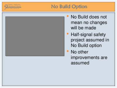 No Build Option  • No Build does not • •