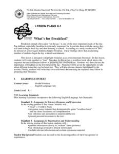 The State Education Department/ The University of the State of New York Albany, NY[removed]Office of Elementary, Middle, Secondary and Continuing Education School Operations and Management Services Child Nutrition Pro