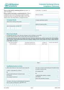 Corporate Venturing Scheme Compliance Statement To (See Note 11 on page 4) There is a time limit for submitting this form (see Note 1 on page 4 for details).