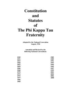 Constitution and Statutes of The Phi Kappa Tau Fraternity