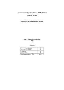 Association of Independent Retirees (A.I.R.) Limited ACN[removed]A project of the Southern Cross Division  State Pre-Election Submission