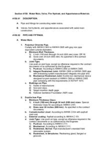 Section[removed]Water Main, Valve, Fire Hydrant, and Appurtenance Materials[removed]DESCRIPTION.  A.