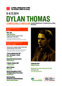 [removed]DYLAN THOMAS SYMPOSIWM | SYMPOSIUM  Llyfrgell Genedlaethol Cymru | The National Library of Wales