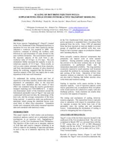 PROCEEDINGS, TOUGH Symposium 2003 Lawrence Berkeley National Laboratory, Berkeley, California, May 12–14, 2003 SCALING OF HOT BRINE INJECTION WELLS: SUPPLEMENTING FIELD STUDIES WITH REACTIVE TRANSPORT MODELING 1