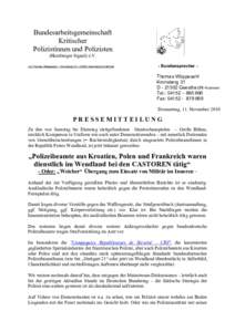 Bundesarbeitsgemeinschaft Kritischer Polizistinnen und Polizisten (Hamburger Signal) e.V. c/o Thomas Wüppesahl • Kronsberg 31 • 21502 Geesthacht-Krümmel