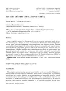 DOI: ISSN (paper): http://revistes.iec.cat/index.php/TSCB La biologia d’ahir i d’avui. Reflexions amb motiu del centenari de la Societat Catalana de Biologia