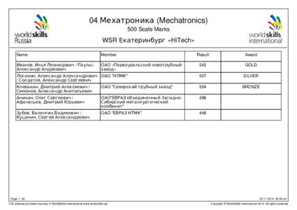 04 Мехатроника (Mechatronics) 500 Scale Marks WSR Екатеринбург «HiTech» Name
