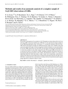 Mon. Not. R. Astron. Soc. 397, 1177–[removed]doi:[removed]j[removed]14913.x Methods and results of an automatic analysis of a complete sample of Swift-XRT observations of GRBs