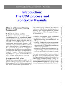 INTRODUCTION: THE CCA PROCESS AND CONTEXT IN RWANDA Common