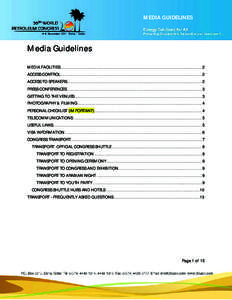 MEDIA GUIDELINES  Media Guidelines MEDIA FACILITIES ........................................................................................................................2 ACCESS CONTROL ...............................