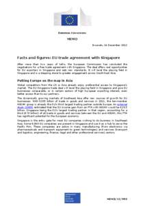 EUROPEAN COMMISSION  MEMO Brussels, 16 December[removed]Facts and figures: EU trade agreement with Singapore