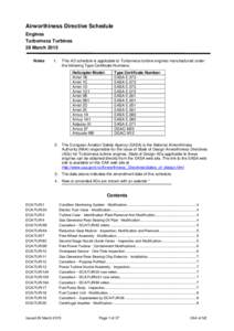 Airworthiness Directive Schedule Engines Turbomeca Turbines 26 March 2015 Notes