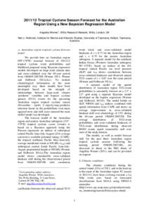 [removed]Tropical Cyclone Season Forecast for the Australian Region Using a New Bayesian Regression Model