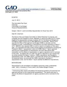 B[removed]; March 1 Joint Committee Sequestration for Fiscal Year 2013