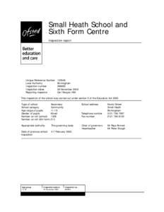 Microsoft Word[removed]Small Heath School and Sixth Form Centre - signed off report.doc