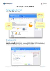 Diploma  Teacher: Unit Plans Navigating the Units Tab Click on the Units tab to begin. Add Unit