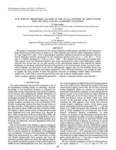 THE ASTROPHYSICAL JOURNAL, 481 : 104È113, 1997 June[removed]The American Astronomical Society. All rights reserved. Printed in U.S.A. LOW SURFACE BRIGHTNESS GALAXIES IN THE LOCAL UNIVERSE. III. IMPLICATIONS FOR THE F