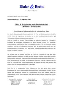 Dialer & Recht www.DialerundRecht.de Dialer & Recht, Dr. Bahr, Heyms, Sierichstr. 35, DHamburg  Pressemitteilung v. 28. Oktober 2003