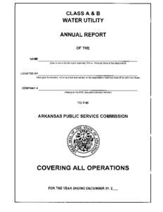 REPORT TO ARKANSAS PUBLIC SERVICE COMMISSION  LETTER OF TRANSMITTAL To:  Arkansas Public Service Commission