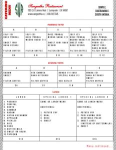 CATERING MENU Sangeetha Restaurant 
  SIMPLE.