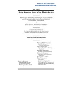 No[removed]In the Supreme Court of the United States MENACHEM BINYAMIN ZIVOTOFSKY, BY HIS PARENTS AND GUARDIANS, ARI Z. AND NAOMI SIEGMAN ZIVOTOFSKY, PETITIONER