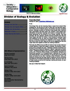 Division of Ecology & Evolution From the Chair Contents Message from the Chair...................... 1 Message from the Program Officer[removed]Message from the Secretary[removed]